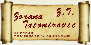 Zorana Tatomirović vizit kartica